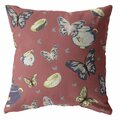 Palacedesigns 16 in. Copper Rose Butterflies Indoor & Outdoor Throw Pillow Muted Orange PA3099034